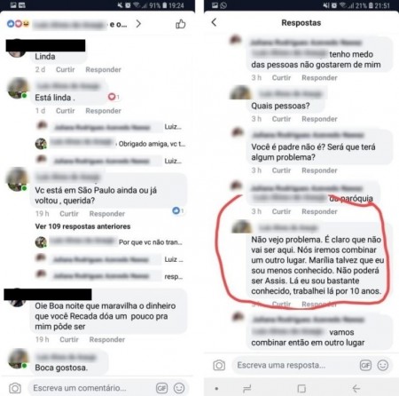 Padre de Oscar Bressane e que atuou em Assis é flagrado em conversas íntimas com jovem