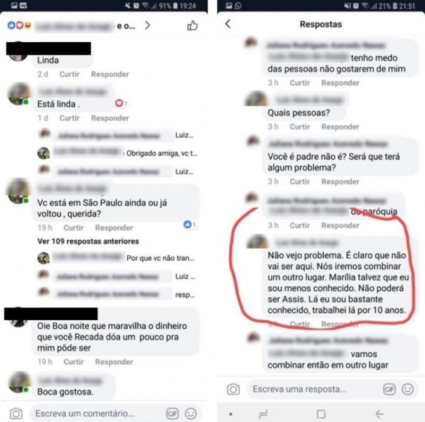 Padre de Oscar Bressane e que atuou em Assis � flagrado em conversas �ntimas com jovem