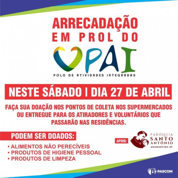 PAI Nosso Lar promove arrecadao de donativos neste sbado