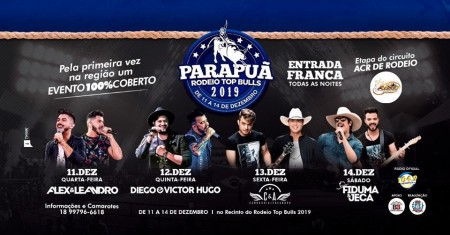 Com estrutura 100% coberta e entrada gratuita, Parapuã Rodeio Bulls 2019 começa hoje