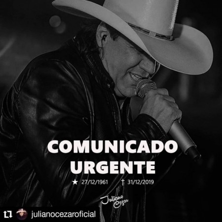 Cantor sertanejo Juliano Cezar morre depois de infarto durante show no norte do Paraná