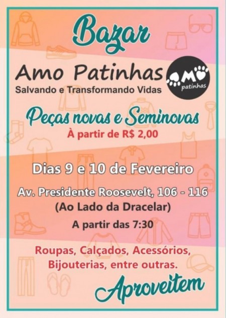 Ong 'Amo Patinhas' realiza Bazar Beneficente neste final de semana