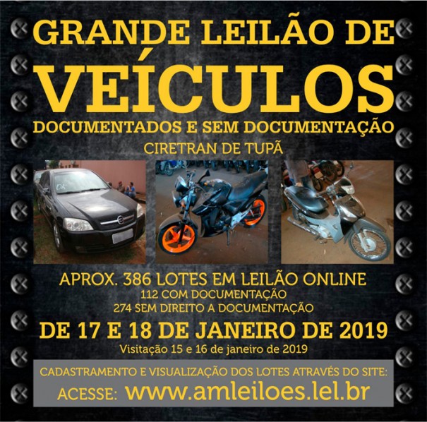 Leilo do Detran acontece nesta semana em Tup, so mais de 380 veculos