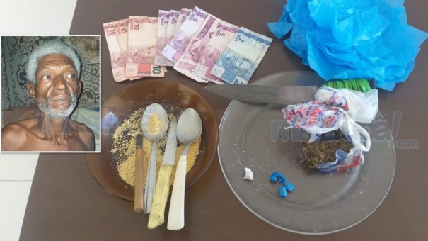 Pol�cia Militar surpreende idoso e dois menores embalando entorpecentes na zona sul da cidade.