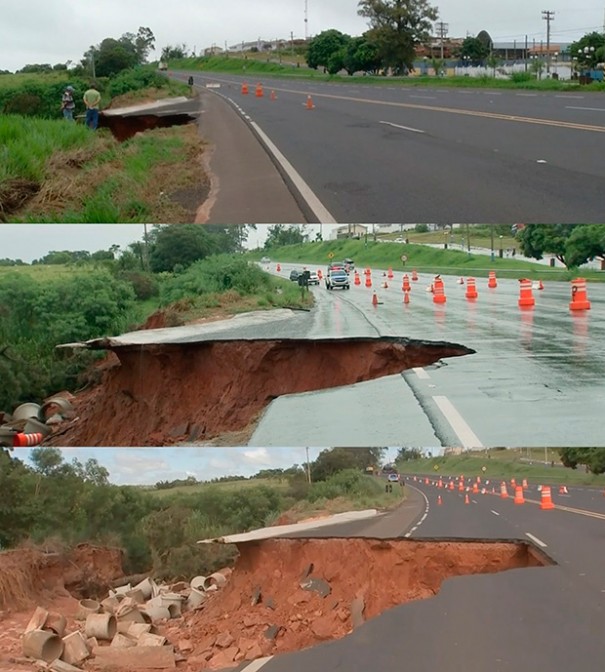 Cratera continua aberta na rodovia Comandante Joo Ribeiro de Barros