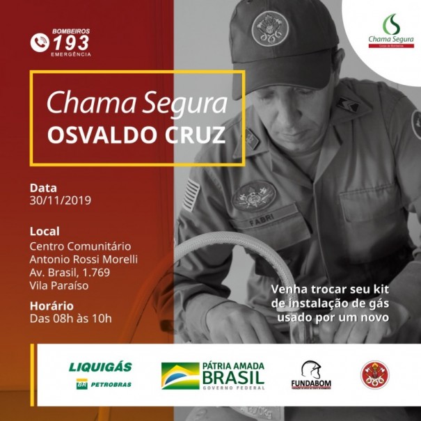 Programa Chama Segura realiza troca de kits de instalao de gs em Osvaldo Cruz