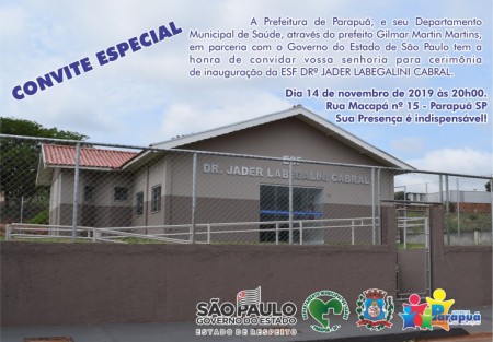 ESF Drº Jader Labegalini Cabral será inaugurada quinta-feira (14)
