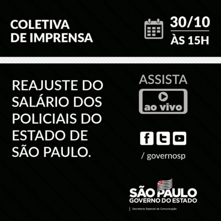 Governador João Doria anuncia aumento para Policiais nesta quarta-feira