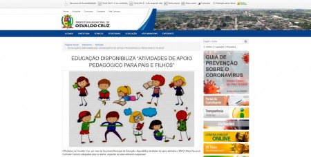 Secretaria de Educação disponibiliza materiais para alunos no site da Prefeitura