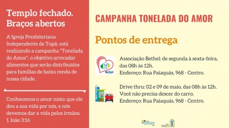 Campanha 'Tonelada do Amor' arrecada alimentos para doação em Tupã