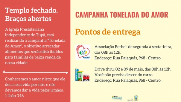 Campanha 'Tonelada do Amor' arrecada alimentos para doao em Tup