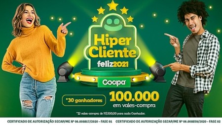 Cocipa lança promoção Hiper Cliente Feliz 2021 com mais de R$ 100 mil em vales-compra