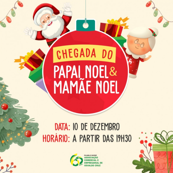 ACEOC realiza chegada do Papai e da Mam�e Noel no comercio de Osvaldo Cruz