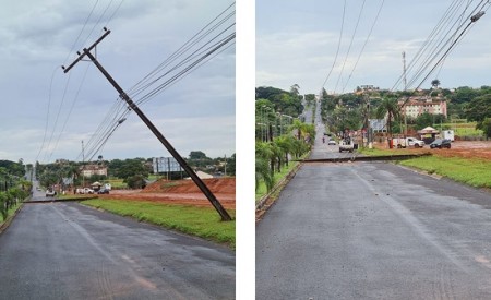 Postes de energia caem e interditam parte da vicinal Tupã - Parnaso