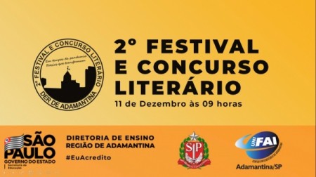 Diretoria de Ensino de Adamantina promove na sexta (11) o 2º Festival e Concurso Literário