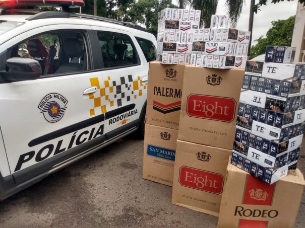 Carga de cigarros contrabandeados � apreendida na SP-294 em Santa Mercedes