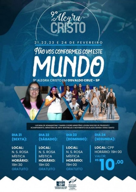 Grupo de Jovens Católicos realiza a 9ª edição do 'Alegra Cristo' em Osvaldo Cruz