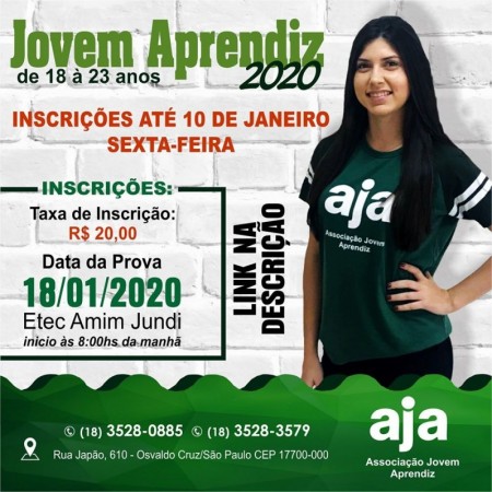 Termina hoje o prazo para inscrições para prova classificatória da Associação do Jovem Aprendiz de OC