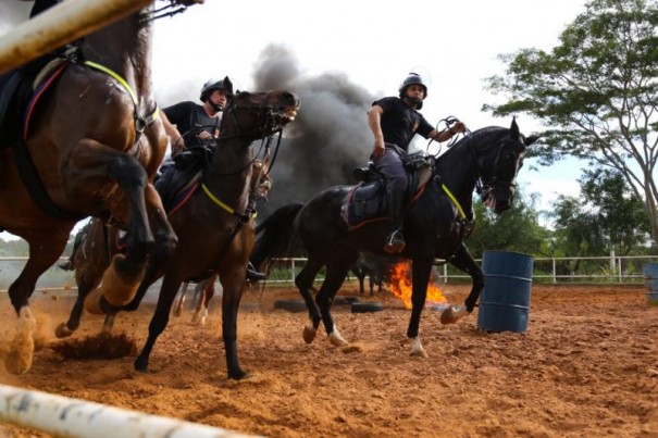 8� Baep refor�a treino para controle de multid�es