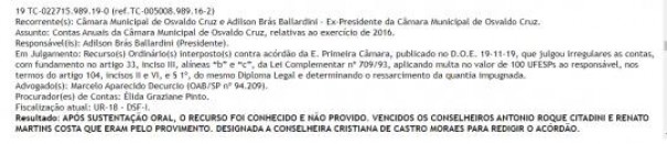 Tribunal de Contas do Estado julga irregulares as contas do Vice-Prefeito Adilson Ballardini, quando era Presidente da Cmara Municipal