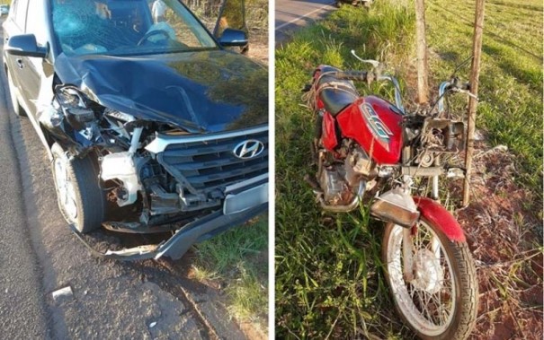 Motoqueiro sofre ferimentos em acidente na vicinal Tup� - Bastos