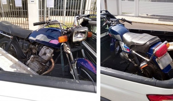 Moto furtada em Herculndia  localizada abandonada em Tup