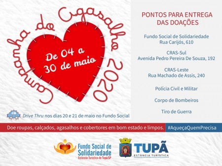 Drive Thru será montado para arrecadar peças para Campanha do Agasalho neste mês em Tupã