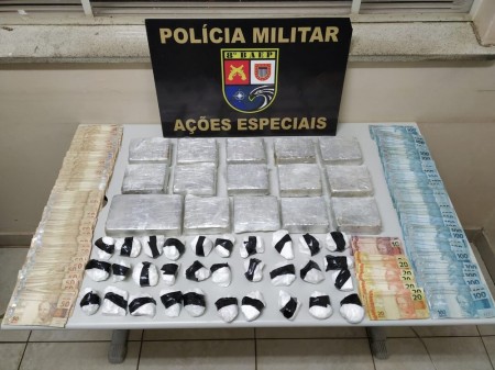 Quase R$ 30 mil e 10 kg de cocaína são apreendidos pelo Baep em Presidente Prudente