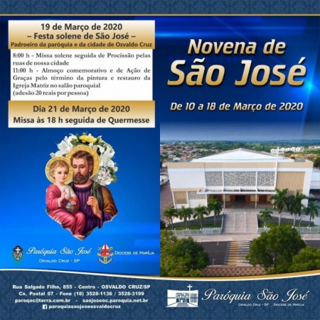 Comunidade católica realiza Festa de São José, Padroeiro de Osvaldo Cruz 