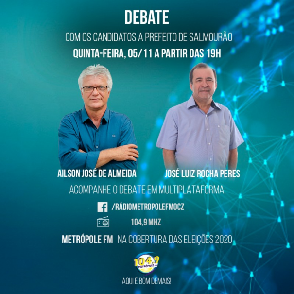 Metr�pole FM realiza hoje debate entre candidatos a prefeito de Salmour�o