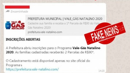 Prefeitura de Adamantina informa que mensagem sobre Programa Vale-Gás é fake news