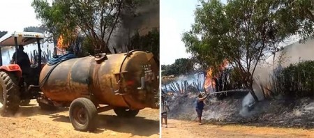 Incendio de grandes proporções atinge área próxima ao Ginásio de Esportes de Parapuã