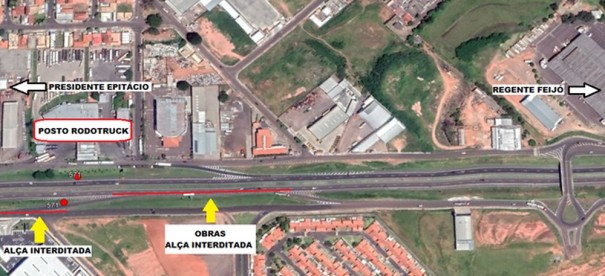 Obras interditam al�as de acesso da Rodovia Raposo Tavares em Presidente Prudente