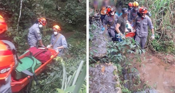 Corpo de Bombeiros resgata mulher que sofreu queda e fratura em cachoeira em Quat�