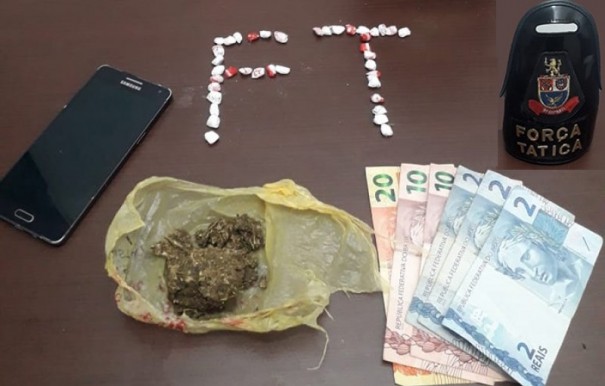 For�a T�tica da PM de Tup� apreende menor e localiza 39 por��es de crack e tablete de maconha