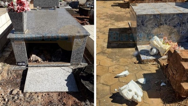 Indiv�duo � preso por viola��o de sepultura e dano no Cemit�rio de Tup�