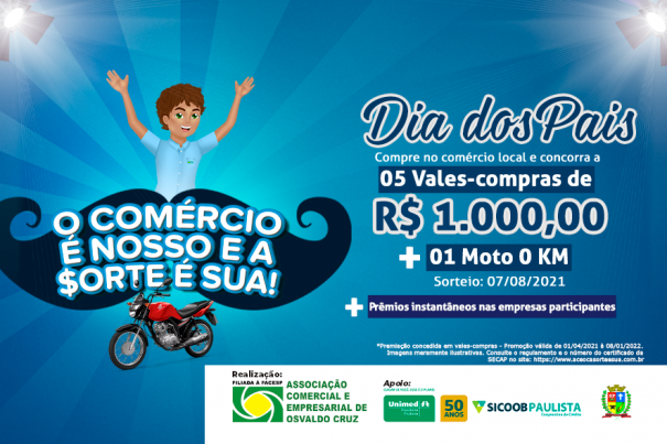 ACEOC realiza neste s�bado o sorteio da etapa do Dia dos Pais da Campanha: 'O com�rcio � nosso e a $orte � sua!'