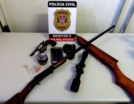 Polícia Civil apreende armas de fogo, drogas e dinheiro durante investigação a crimes de furto em Presidente Epitácio