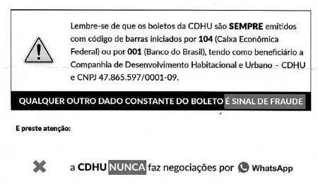 CDHU alerta sobre golpes após moradores receberem boletos falsos em Osvaldo Cruz