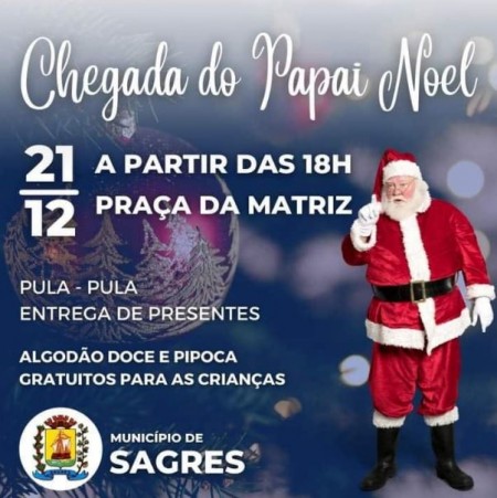 Prefeitura de Sagres realiza hoje a chegada do Papai Noel