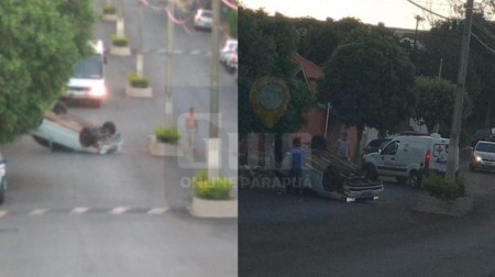 Homem capota veículo na Avenida Pernambuco em Parapuã