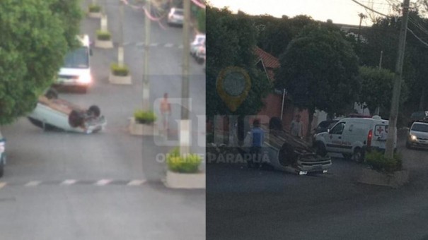 Homem capota ve�culo na Avenida Pernambuco em Parapu�