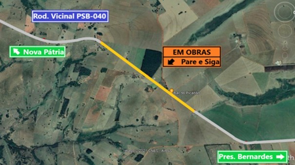 Obras em estrada vicinal exigem ado��o de sistema Pare e Siga em Presidente Bernardes