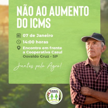 Agricultores convocam 'tratoraço' contra aumento do ICMS