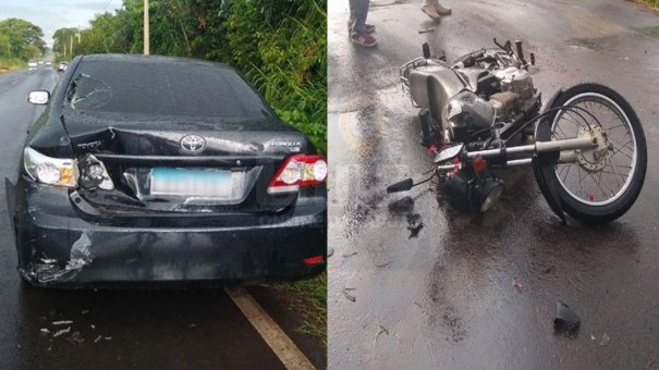 Motociclista e passageira ficam feridos em acidente na vicinal Bastos � Tup�