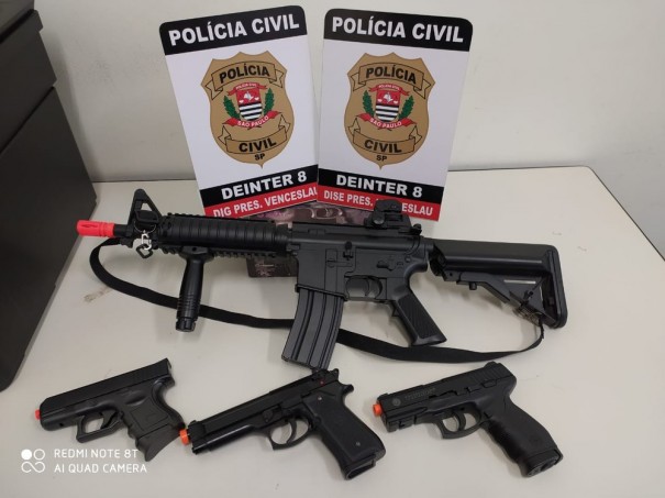 Ostenta��o em videoclipe leva � apreens�o de armas de airsoft em Presidente Venceslau