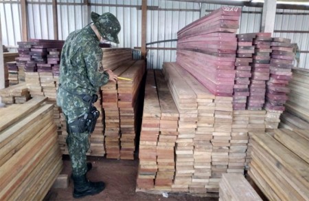 Polícia Ambiental faz advertências durante fiscalização à pátio madeireiro de Iacri