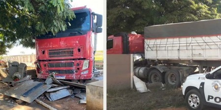 Caminhão invade cemitério de Queiroz e danifica túmulos
