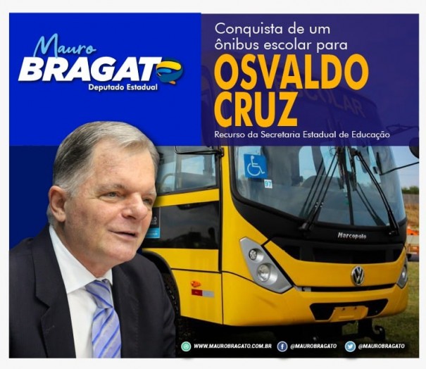 Osvaldo Cruz recebe um �nibus novo para transporte de alunos