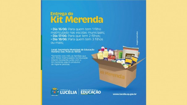 Educa��o de Luc�lia realiza entrega de kit merenda a partir de quarta